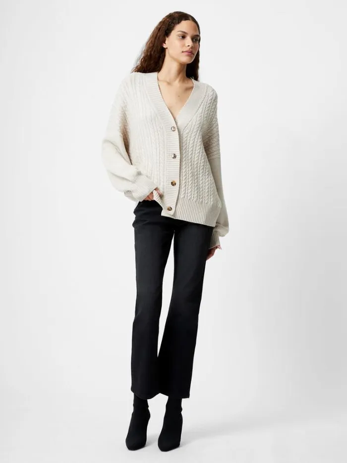 Woman French Connection Jumpers and Cardigans Babysoft Cable Knit Cardigan Light Oatmeal Mel
