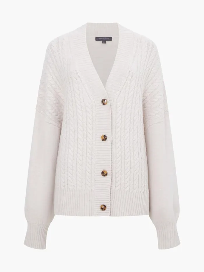 Woman French Connection Jumpers and Cardigans Babysoft Cable Knit Cardigan Light Oatmeal Mel