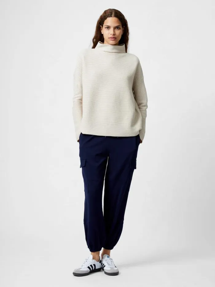 Woman French Connection Jumpers and Cardigans Babysoft Rib Mock Neck Jumper Light Oatmeal Mel