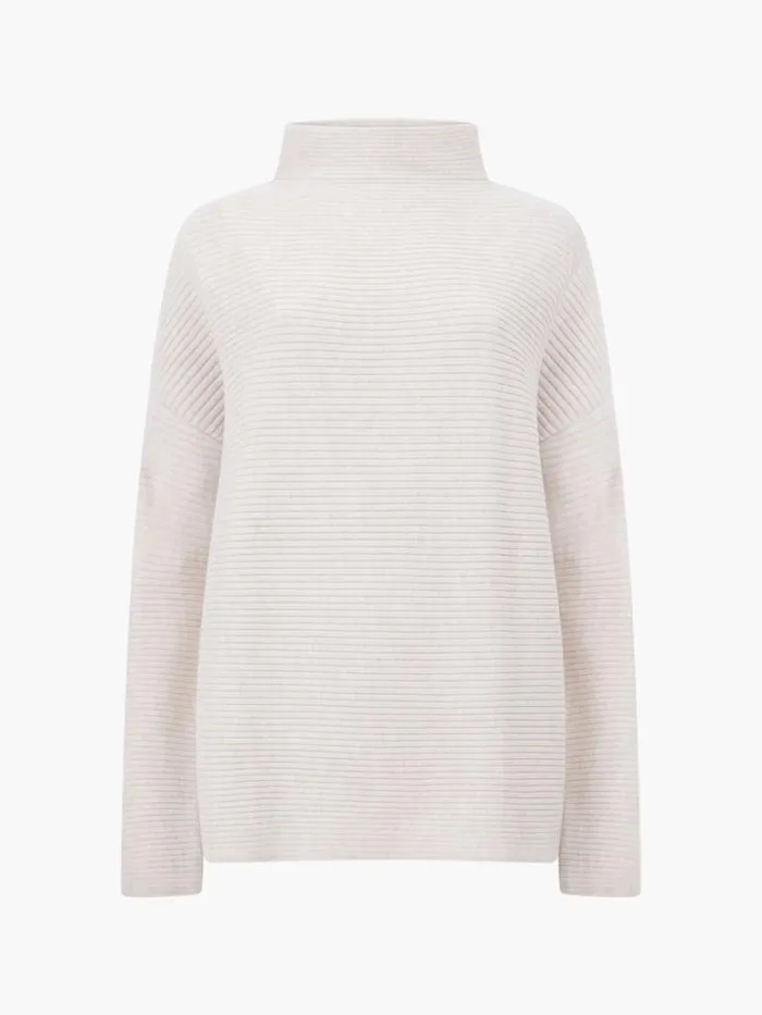Woman French Connection Jumpers and Cardigans Babysoft Rib Mock Neck Jumper Light Oatmeal Mel