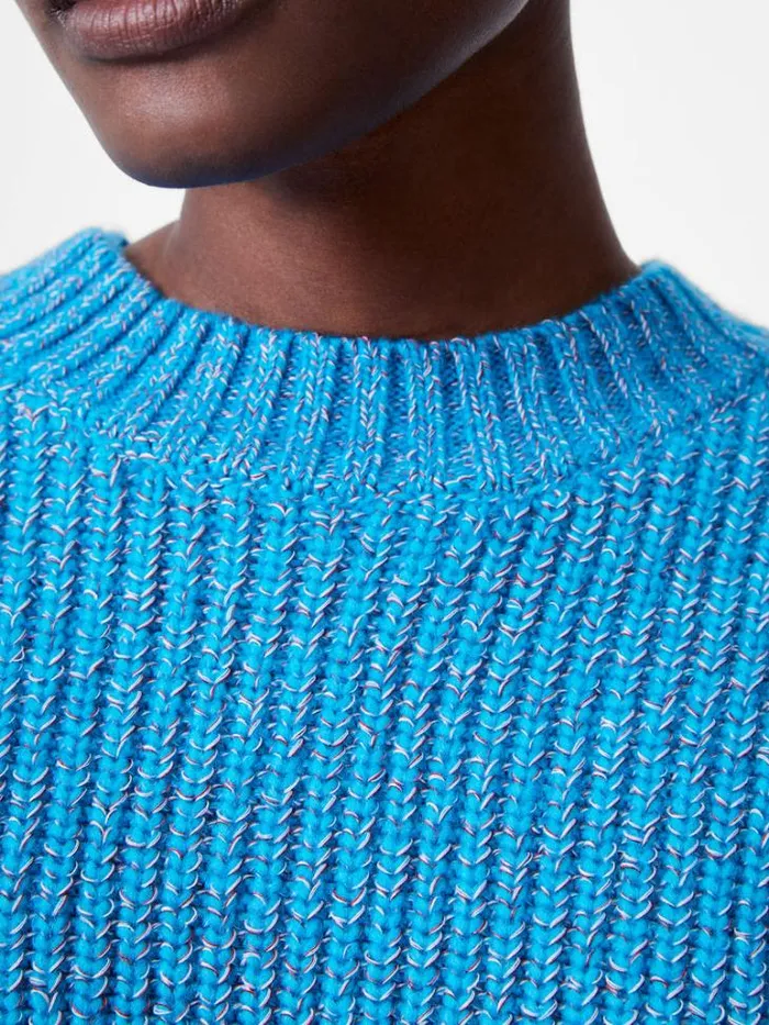 Woman French Connection Jumpers and Cardigans Fisherman Crew Neck Jumper Blue Jewel