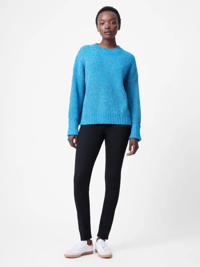 Woman French Connection Jumpers and Cardigans Fisherman Crew Neck Jumper Blue Jewel