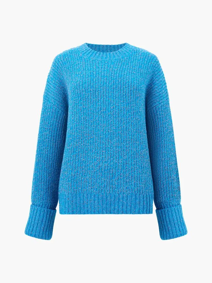 Woman French Connection Jumpers and Cardigans Fisherman Crew Neck Jumper Blue Jewel