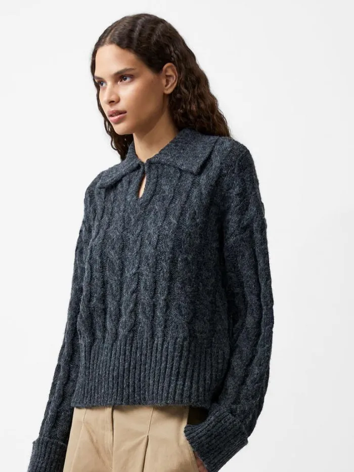 Woman French Connection Jumpers and Cardigans Kyla Sparkle Long Sleeve Jumper Charcoal Mel