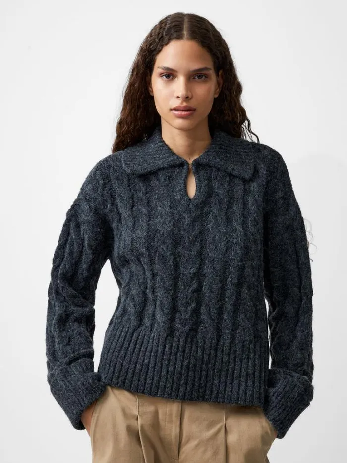 Woman French Connection Jumpers and Cardigans Kyla Sparkle Long Sleeve Jumper Charcoal Mel