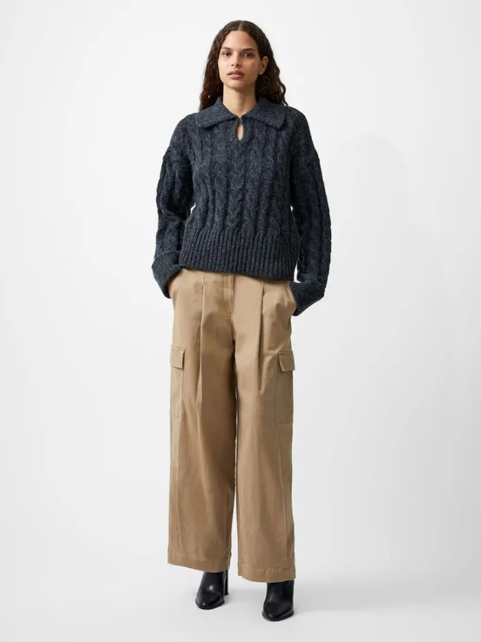 Woman French Connection Jumpers and Cardigans Kyla Sparkle Long Sleeve Jumper Charcoal Mel