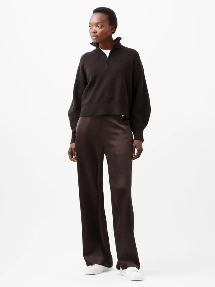 Woman French Connection Jumpers and Cardigans Lightweight Vhari Recycled Half Zip Jumper Chocolate Ganache