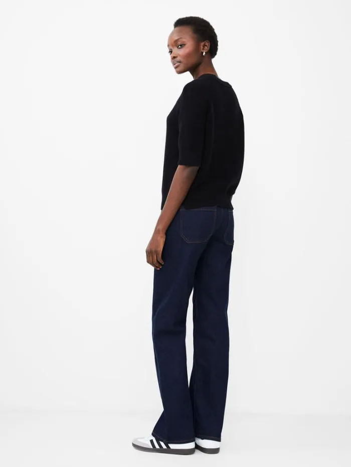 Woman French Connection Jumpers and Cardigans Lily Mozart Short Sleeve Jumper Moonless Night