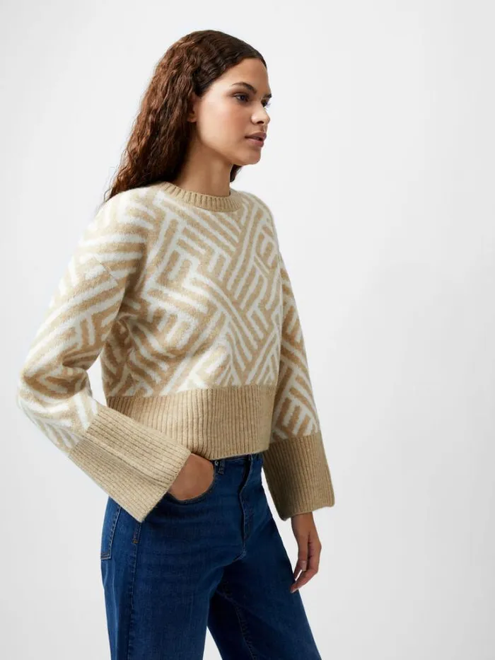 Woman French Connection Jumpers and Cardigans Martina Graphic Cropped Jumper Incenseclassic Crm Woman French Connection Jumpers and Cardigans Martina Graphic Cropped Jumper Incenseclassic Crm