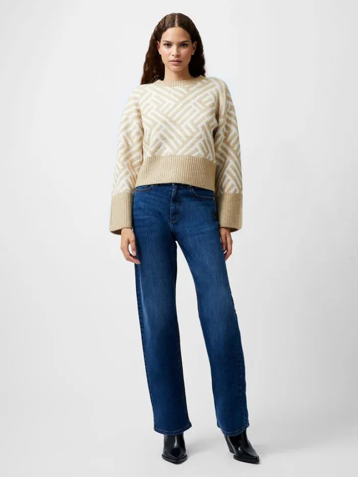 Woman French Connection Jumpers and Cardigans Martina Graphic Cropped Jumper Incenseclassic Crm