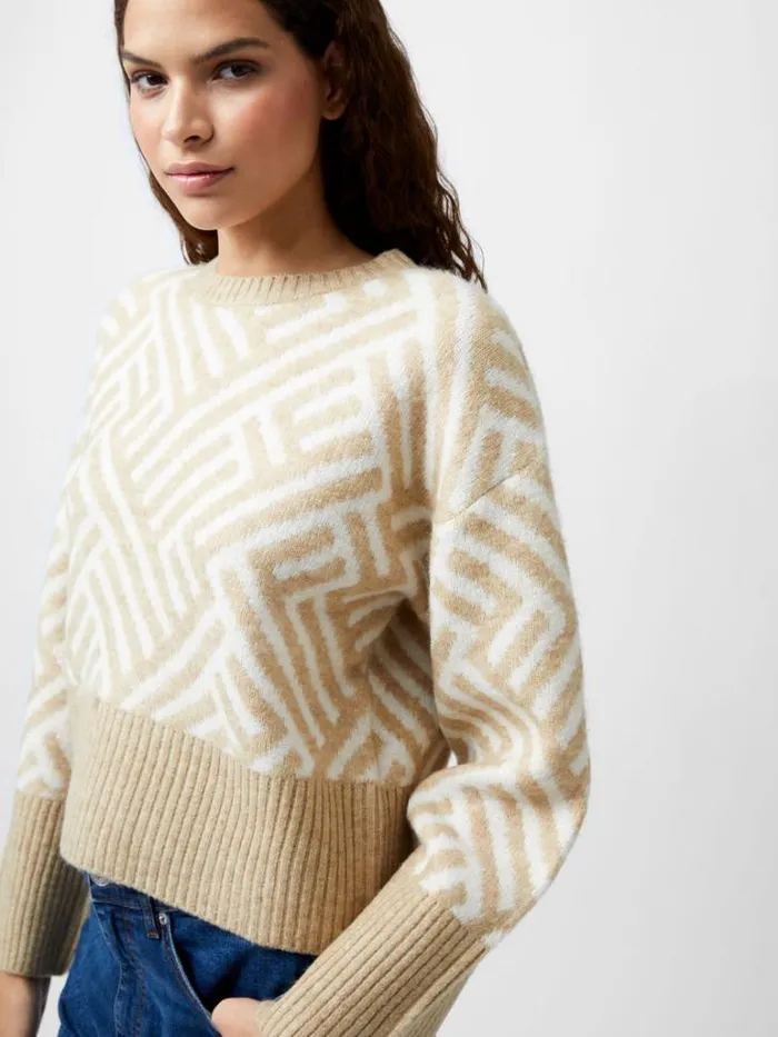Woman French Connection Jumpers and Cardigans Martina Graphic Cropped Jumper Incenseclassic Crm