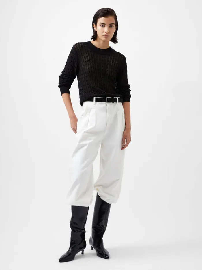 Woman French Connection Jumpers and Cardigans Niko Open Knit Long Sleeve Jumper Blackout