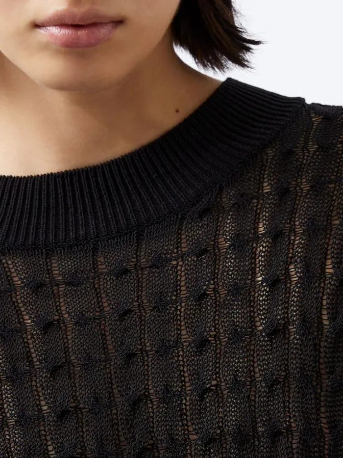 Woman French Connection Jumpers and Cardigans Niko Open Knit Long Sleeve Jumper Blackout