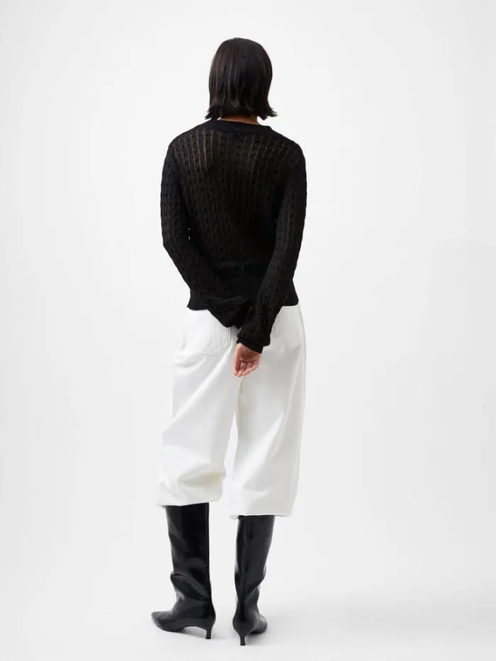 Woman French Connection Jumpers and Cardigans Niko Open Knit Long Sleeve Jumper Blackout