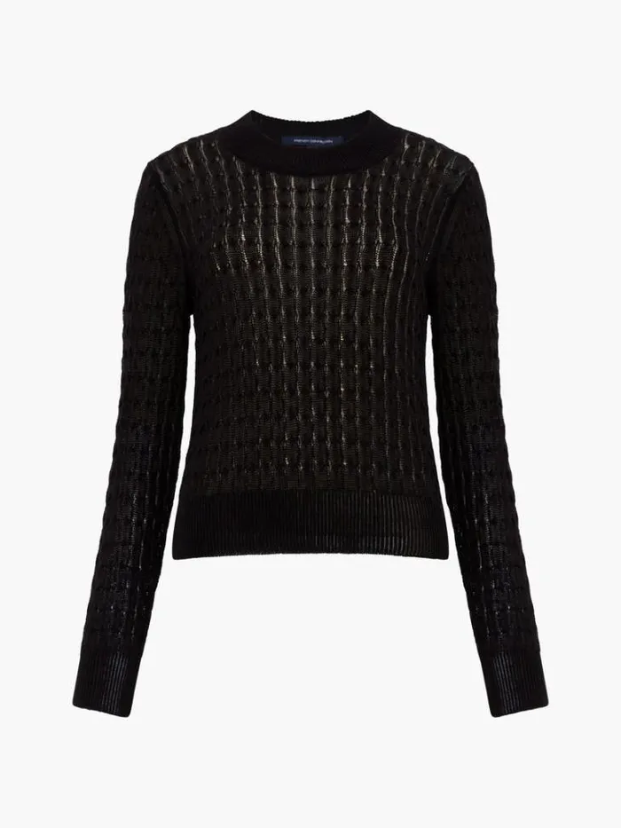 Woman French Connection Jumpers and Cardigans Niko Open Knit Long Sleeve Jumper Blackout