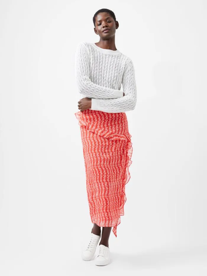 Woman French Connection Jumpers and Cardigans Niko Open Knit Long Sleeve Jumper Winter White