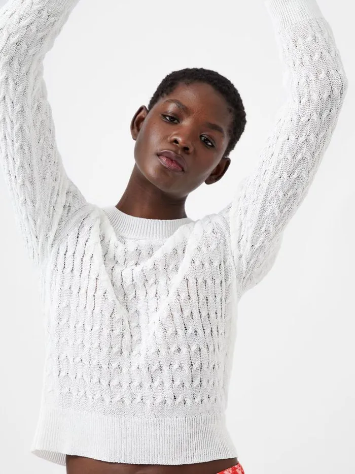 Woman French Connection Jumpers and Cardigans Niko Open Knit Long Sleeve Jumper Winter White