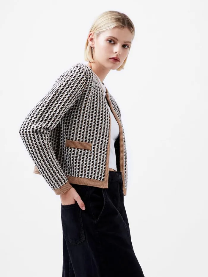 Woman French Connection Jumpers and Cardigans Noar Cardigan Oatmeal Melcl Cream