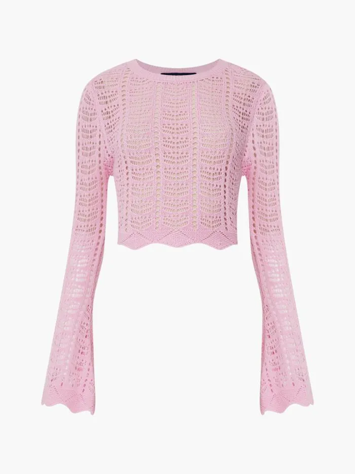 Woman French Connection Jumpers and Cardigans Nolan Open Back Crochet Jumper Strawberry Shake