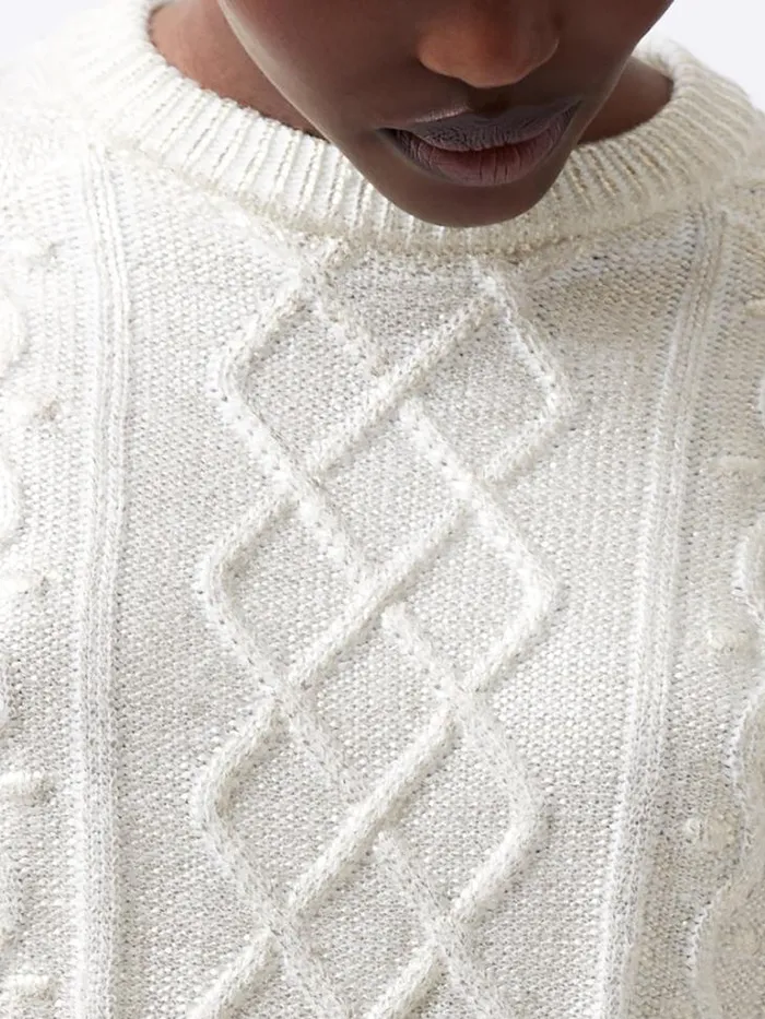 Woman French Connection Jumpers and Cardigans Otilia Foil Cable Knit Jumper Winter White