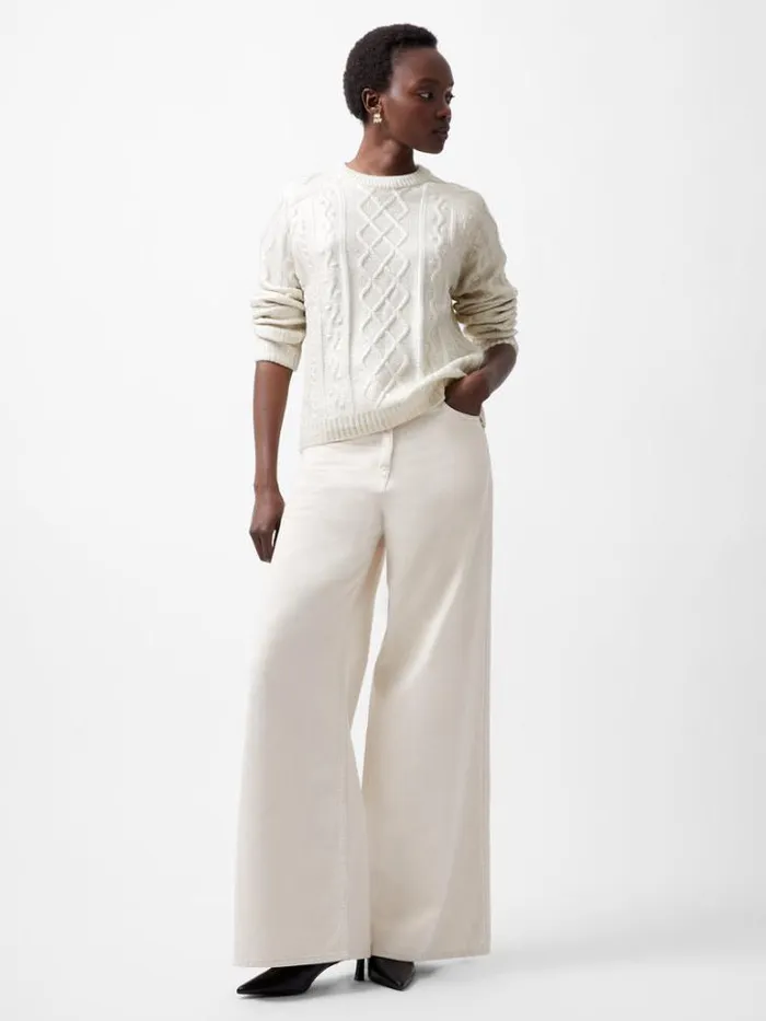 Woman French Connection Jumpers and Cardigans Otilia Foil Cable Knit Jumper Winter White