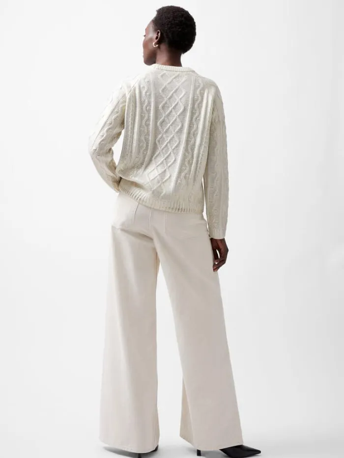 Woman French Connection Jumpers and Cardigans Otilia Foil Cable Knit Jumper Winter White