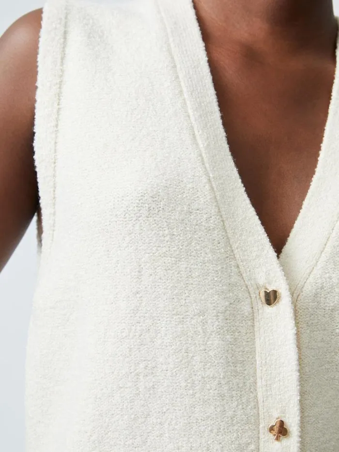 Woman French Connection Jumpers and Cardigans Vhari Recycled Button Down Vest Porcelain Cream