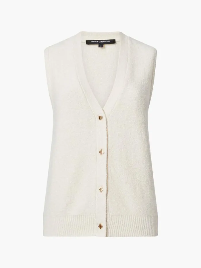 Woman French Connection Jumpers and Cardigans Vhari Recycled Button Down Vest Porcelain Cream