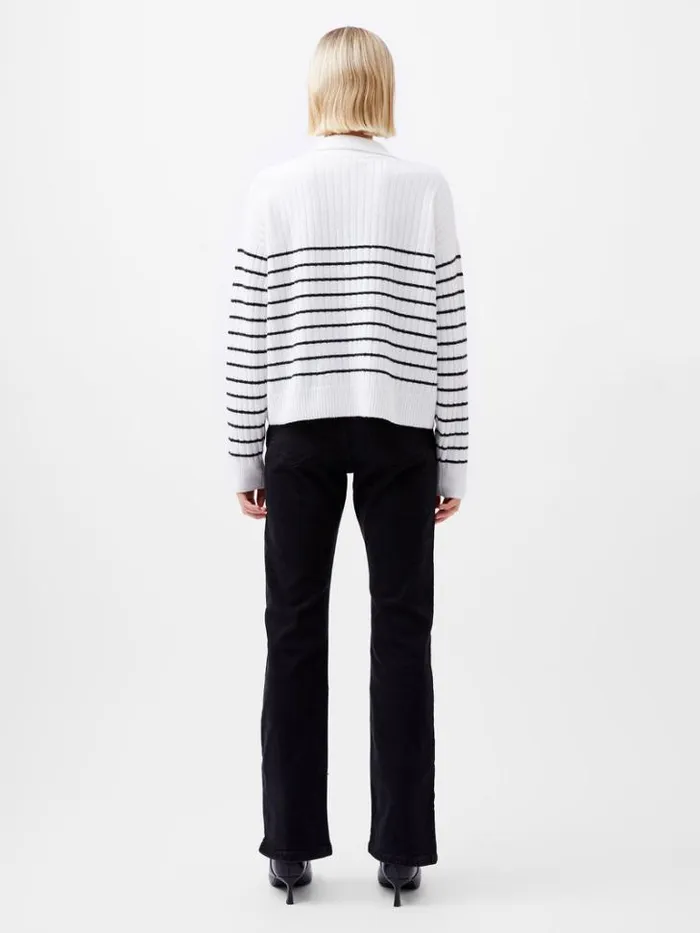 Woman French Connection Jumpers and Cardigans Vhari Recycled Collar Stripe Jumper Winter Whiteblack