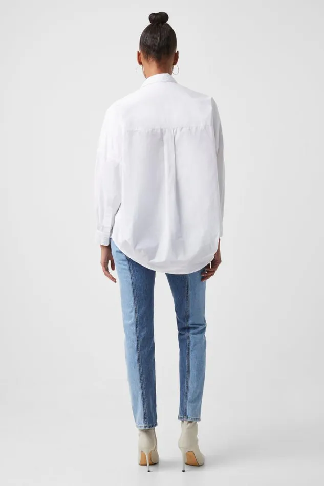 Woman French Connection Shirts Rhodes Poplin Popover Shirt Linen White