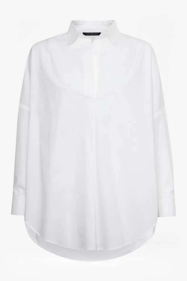 Woman French Connection Shirts Rhodes Poplin Popover Shirt Linen White