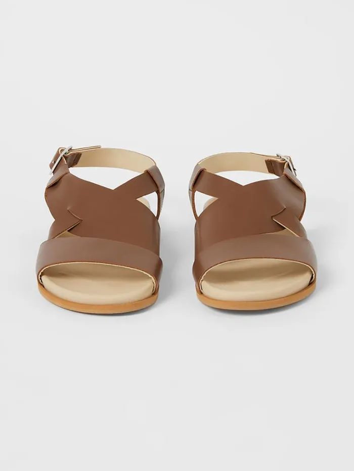 Woman French Connection Shoes SW X Branca Asymmetric Footbed Sandals Brown