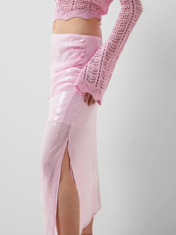 Woman French Connection Skirts and Shorts Anisha Sequin Skirt Strawberry Shake