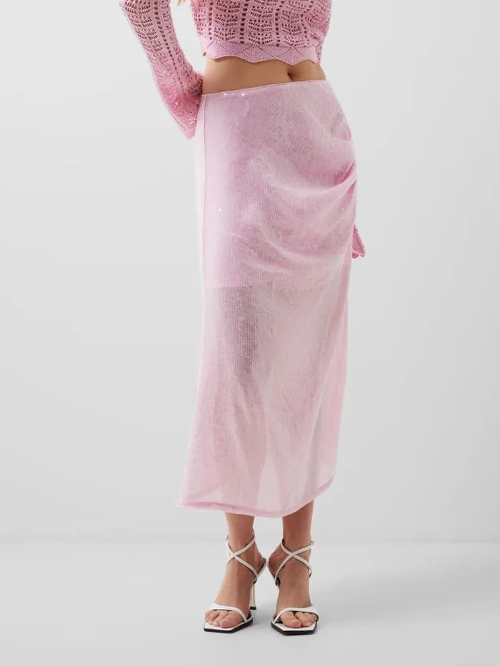Woman French Connection Skirts and Shorts Anisha Sequin Skirt Strawberry Shake