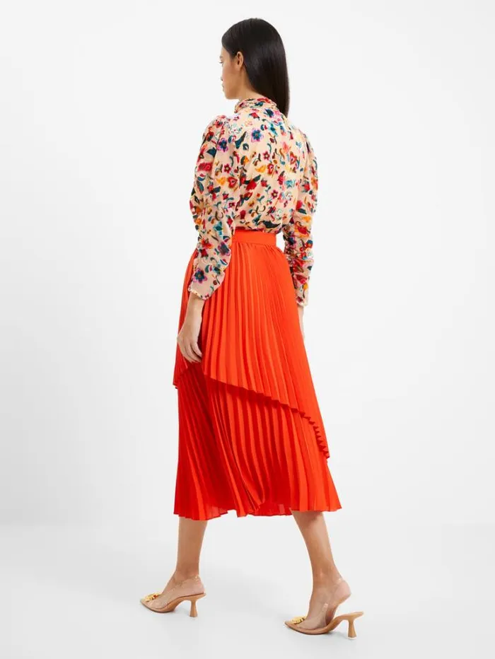 Woman French Connection Skirts and Shorts Arie Pleated Midi Skirt Mandarin Red