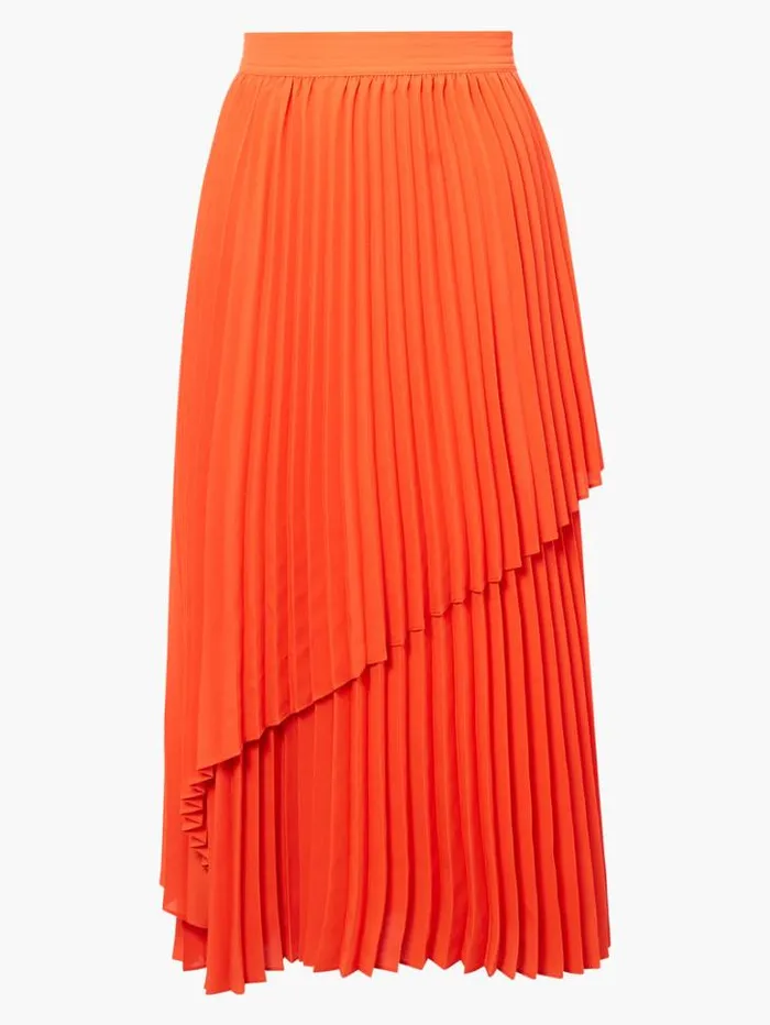 Woman French Connection Skirts and Shorts Arie Pleated Midi Skirt Mandarin Red