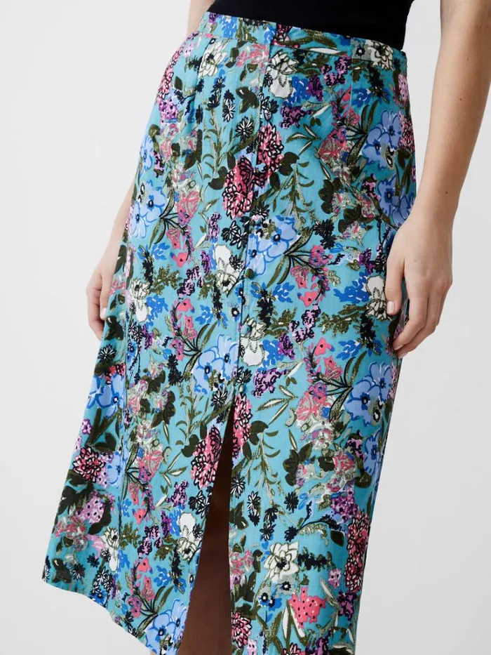 Woman French Connection Skirts and Shorts Blossom Drapey Button Midi Skirt Still Water