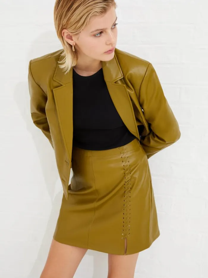 Woman French Connection Skirts and Shorts Crolenda Pu Mini Skirt Nutria