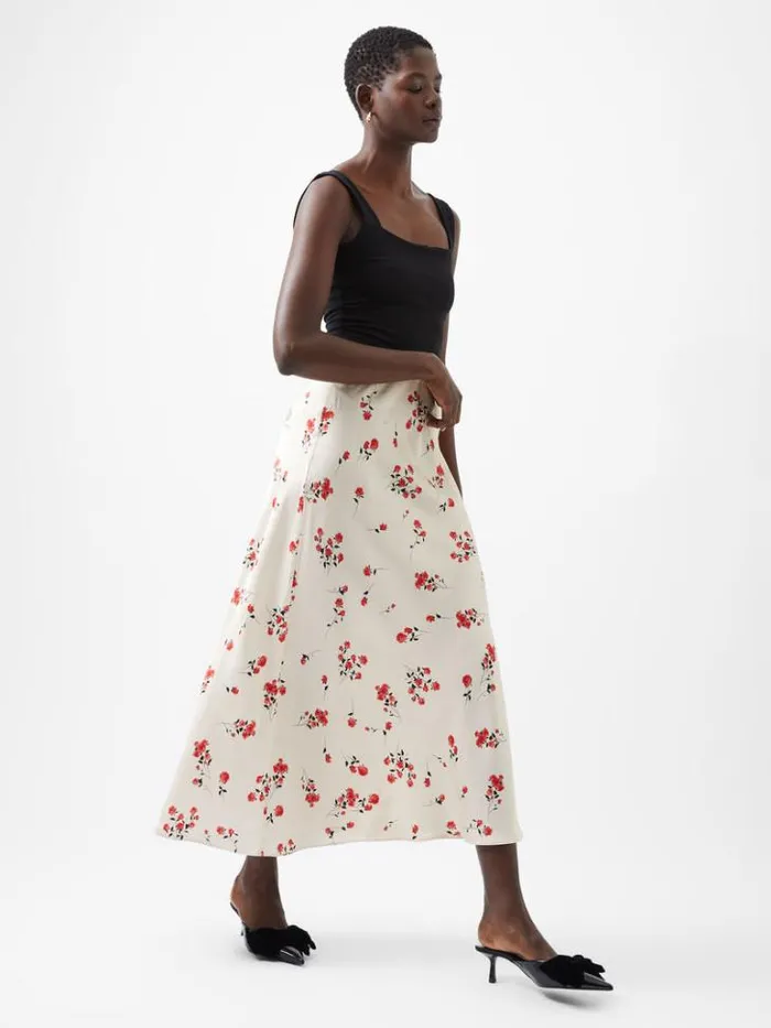 Woman French Connection Skirts and Shorts Floramour Ennis Eco Satin Maxi Skirt Classic Cream Multi