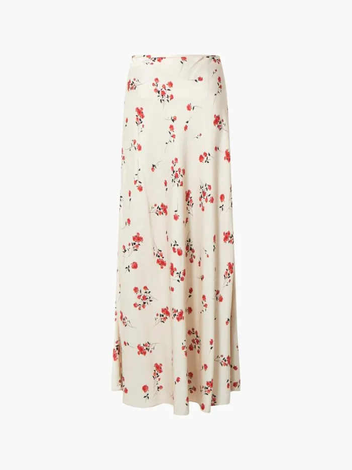 Woman French Connection Skirts and Shorts Floramour Ennis Eco Satin Maxi Skirt Classic Cream Multi