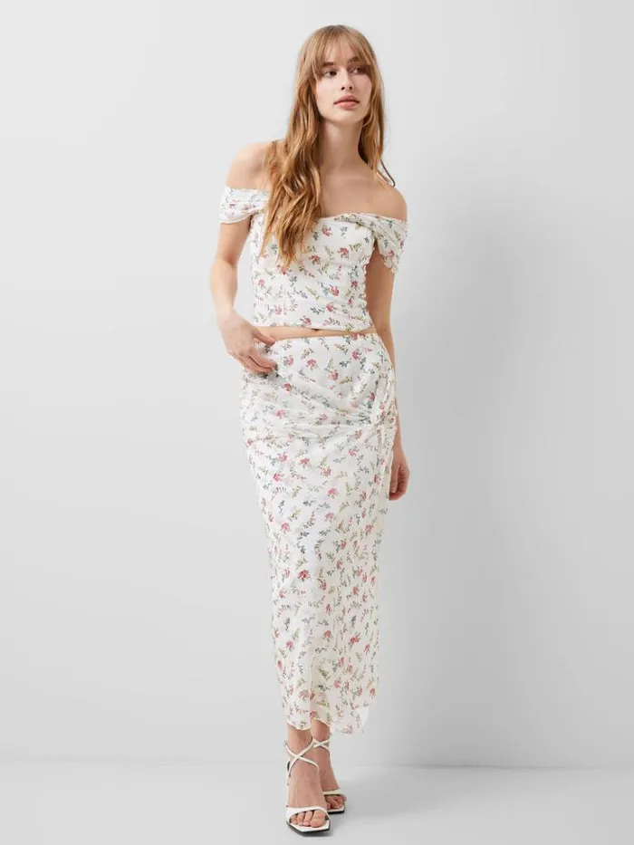 Woman French Connection Skirts and Shorts Floriana Hallie Crinkle Skirt Summer White