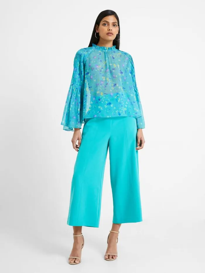 Woman French Connection Tops Aden Recycled Hallie Pleat Crinkle Top Jaded Teal