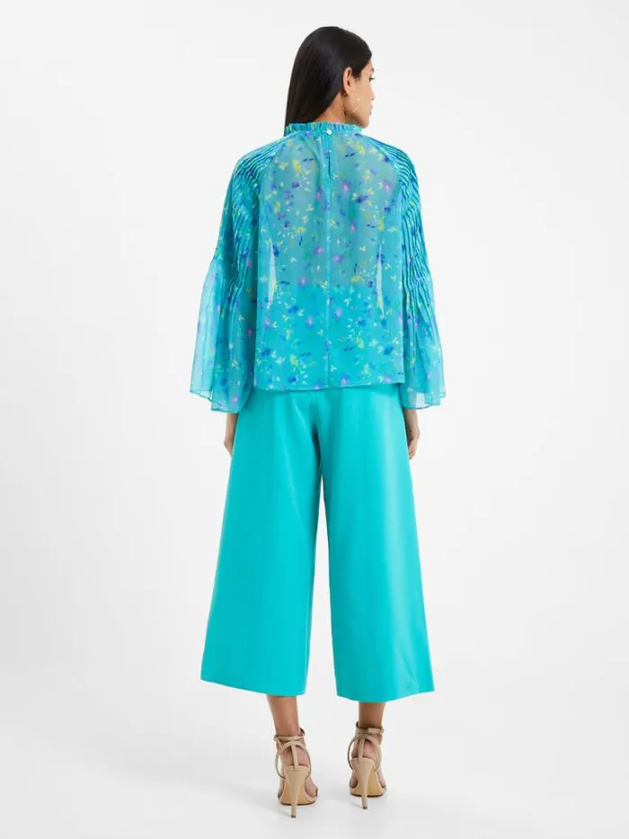 Woman French Connection Tops Aden Recycled Hallie Pleat Crinkle Top Jaded Teal