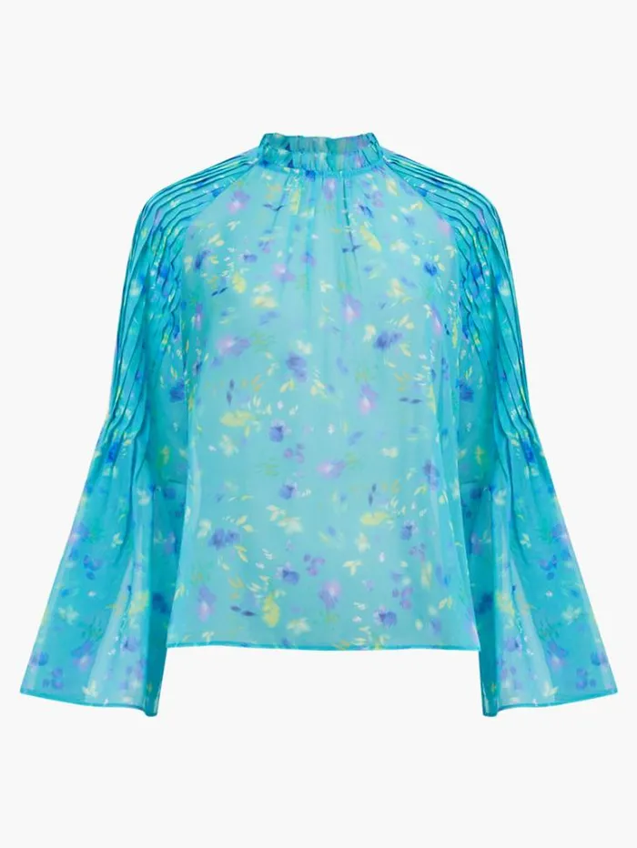 Woman French Connection Tops Aden Recycled Hallie Pleat Crinkle Top Jaded Teal