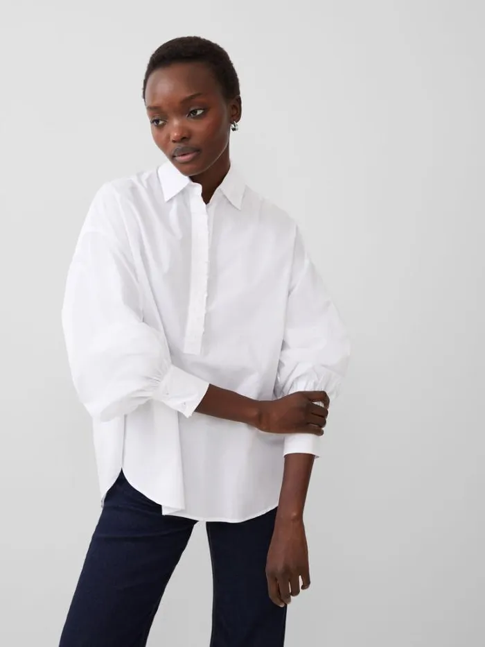 Woman French Connection Tops Agnes Shirt Linen White