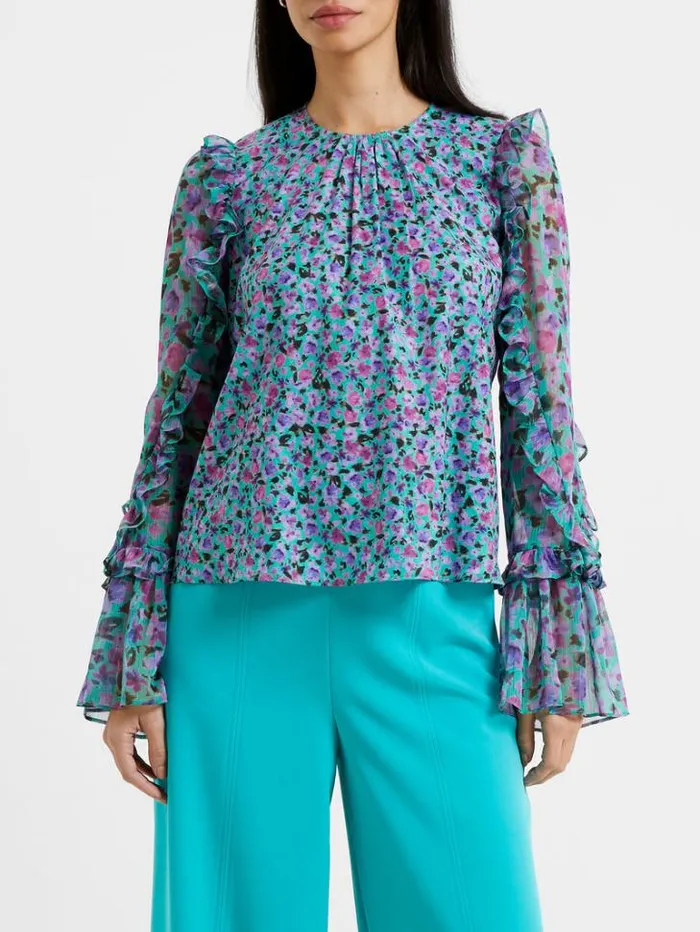 Woman French Connection Tops Alezzia Ely Jacquard Mix Top Jaded Teal
