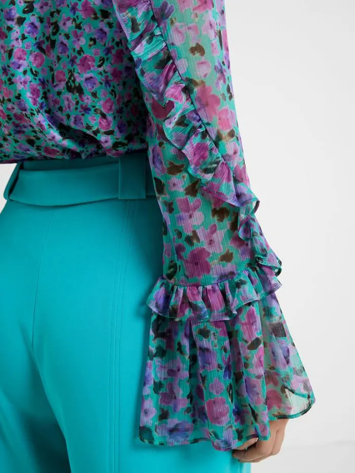 Woman French Connection Tops Alezzia Ely Jacquard Mix Top Jaded Teal