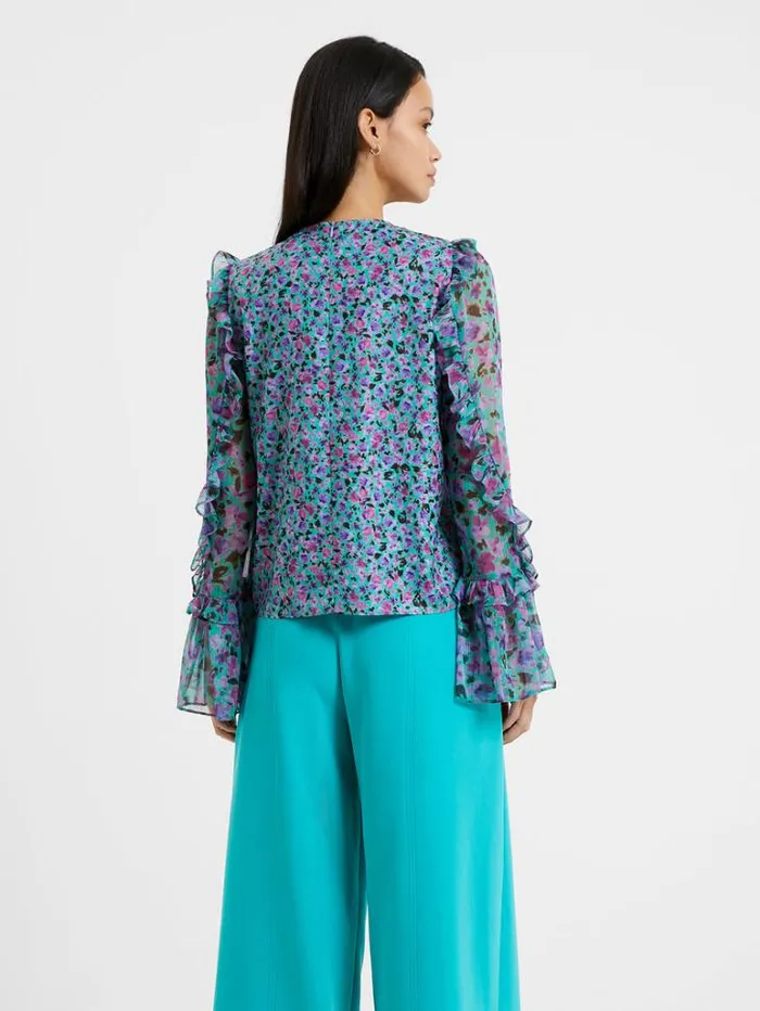 Woman French Connection Tops Alezzia Ely Jacquard Mix Top Jaded Teal