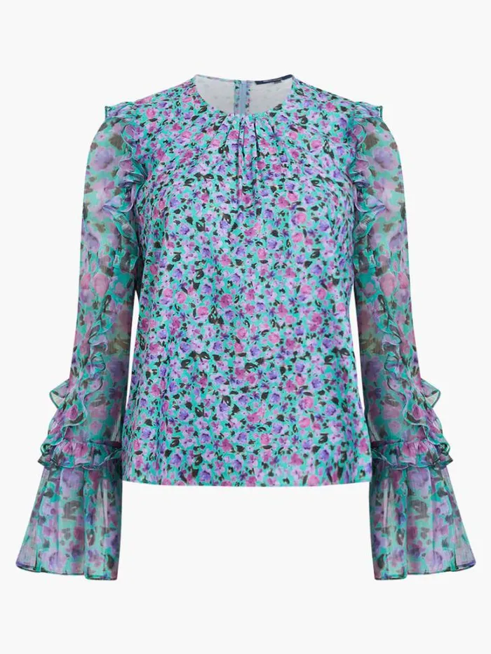 Woman French Connection Tops Alezzia Ely Jacquard Mix Top Jaded Teal