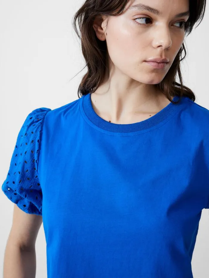 Woman French Connection Tops Broderie Sleeve Top Bright Blue